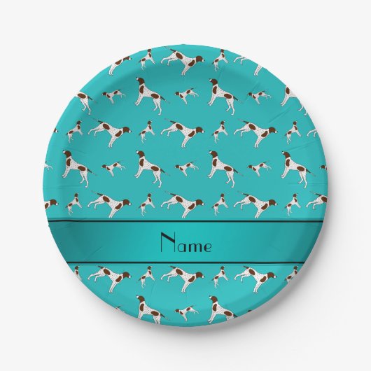 Persoonlijke naam turquoise Pointer dogs Papieren Bordje (Voorkant)