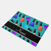 Persoonlijke naam turquoise regenboognagels polijs deurmat (Schuin)