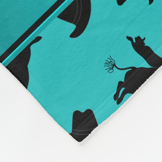 Persoonlijke naam turquoise rodeo bull riding fleece deken (Hoek)