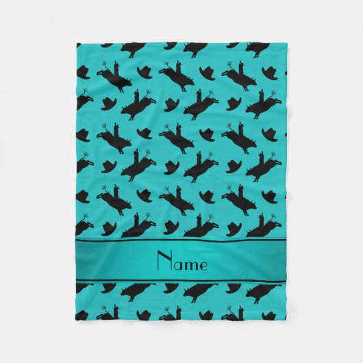 Persoonlijke naam turquoise rodeo bull riding fleece deken (Voorkant)
