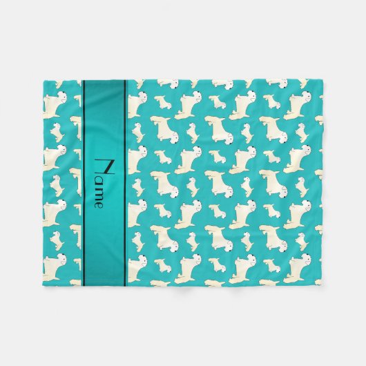 Persoonlijke naam turquoise Sealyham Terrier dogs Fleece Deken (Voorkant (Horizontaal))
