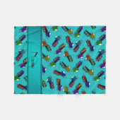 Persoonlijke naam turquoise snowmobiles fleece deken (Voorkant (Horizontaal))