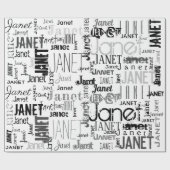Persoonlijke naam Typografie Black Gray Word Cloud Cadeaupapier (Vlak)