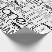 Persoonlijke naam Typografie Black Gray Word Cloud Cadeaupapier (Hoek)