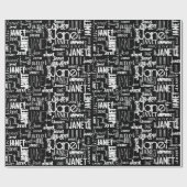 Persoonlijke naam Typografie Black Word Cloud Cadeaupapier (Vlak)