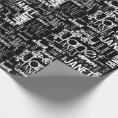 Persoonlijke naam Typografie Black Word Cloud Cadeaupapier (Hoek)
