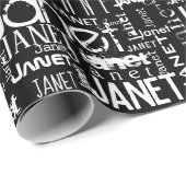 Persoonlijke naam Typografie Black Word Cloud Cadeaupapier (Rol Hoek)
