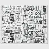 Persoonlijke naam Typografie Black Word Cloud Cadeaupapier (Vlak)