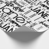 Persoonlijke naam Typografie Black Word Cloud Cadeaupapier (Hoek)