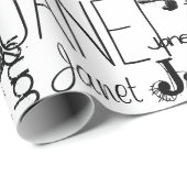 Persoonlijke naam Typografie Black Word Cloud Cadeaupapier (Rol Hoek)