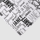 Persoonlijke naam Typografie Black Word Cloud Tissuepapier (Detail)