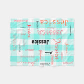 Persoonlijke naam Typografie Blauwgroen Coral Pset Fleece Deken (Voorkant (Horizontaal))