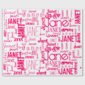 Persoonlijke naam Typografie Hot Pink Cadeaupapier (Vlak)