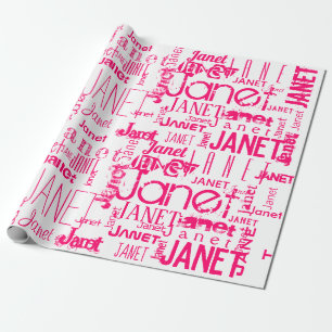 Persoonlijke naam Typografie Hot Pink Cadeaupapier