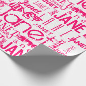 Persoonlijke naam Typografie Hot Pink Cadeaupapier (Hoek)