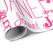 Persoonlijke naam Typografie Hot Pink Cadeaupapier (Rol Hoek)