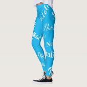 Persoonlijke Naam Typografie Lettertype Hemelblauw Leggings (Links)