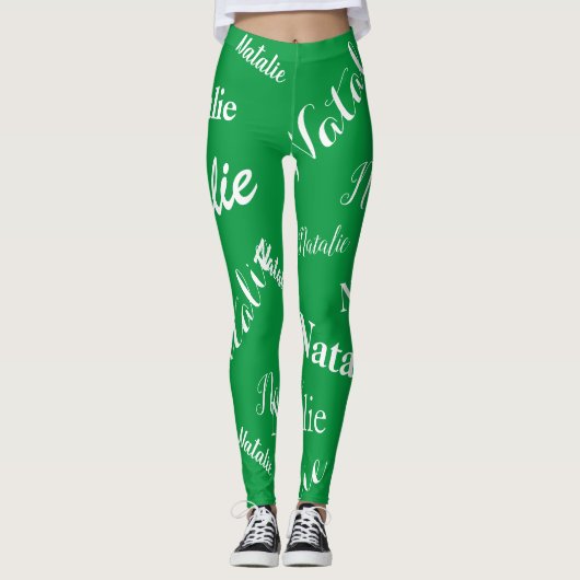 Persoonlijke naam Typografie Lettertype Kelly Gree Leggings (Voorkant)