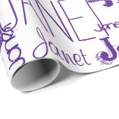 Persoonlijke naam Typografie Paars Cadeaupapier (Rol Hoek)
