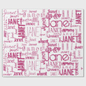Persoonlijke naam Typografie Roze tekst Word Cloud Cadeaupapier (Vlak)