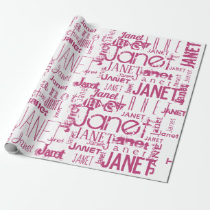 Persoonlijke naam Typografie Roze tekst Word Cloud Cadeaupapier