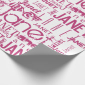 Persoonlijke naam Typografie Roze tekst Word Cloud Cadeaupapier (Hoek)