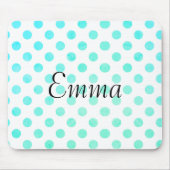 Persoonlijke Naam Typografie Turquoise Stippenpatr Muismat (Voorkant)