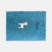 Persoonlijke naam unicorn blue glitter fleece deken (Voorkant (Horizontaal))