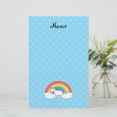Persoonlijke naam unicorn blue polka-punten briefpapier (Staand voorkant)