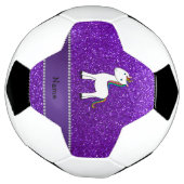 Persoonlijke naam unicorn paarse glitter voetbal (Gedraaid)