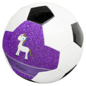 Persoonlijke naam unicorn paarse glitter voetbal (Drie kwart)