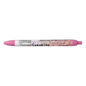 Persoonlijke naam Unicorn Pink Glitter Sparkle   Zwarte Inkt Pen (Voorkant)
