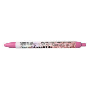 Persoonlijke naam Unicorn Pink Glitter Sparkle   Zwarte Inkt Pen