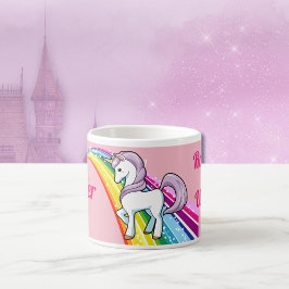 Persoonlijke NAAM Unicorn Rainbow Little Girl's Cu Espresso Kop