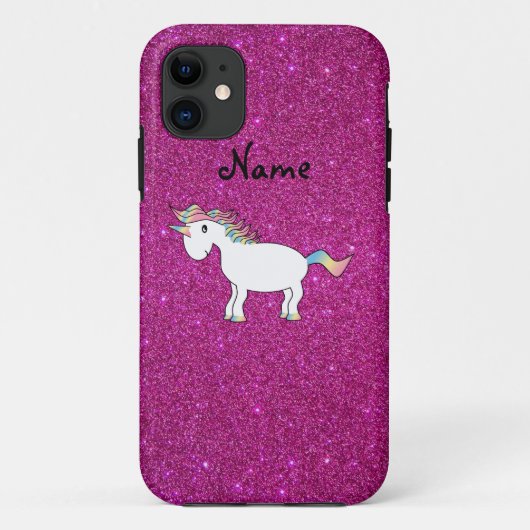 Persoonlijke naam unicorn roze glitter Case-Mate iPhone case (Achterkant)