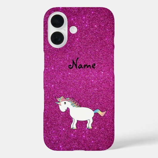 Persoonlijke naam unicorn roze glitter Case-Mate iPhone case (Achterkant)