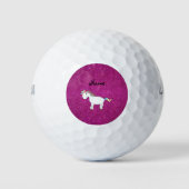 Persoonlijke naam unicorn roze glitter golfballen (Voorkant)