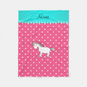 Persoonlijke naam unicorn roze kleine stippen fleece deken