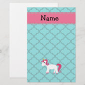 Persoonlijke naam unicorn turquoise maroccan briefpapier (Voorkant / Achterkant)