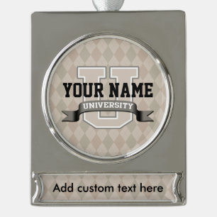 Persoonlijke naam Universiteit Cool Funny College Verzilverd Banner Ornament