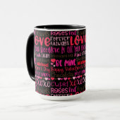 Persoonlijke naam Valentijnsdag Red Hearts Black Mok (Voorkant links)