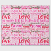 Persoonlijke naam Valentijnsdag roze rood harten W Cadeaupapier (Vlak)