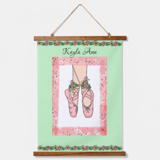 Persoonlijke naam van Ballerina Girl Hangend Wandkleed (Voorkant)