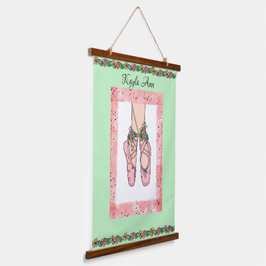 Persoonlijke naam van Ballerina Girl Hangend Wandkleed (Gebogen)
