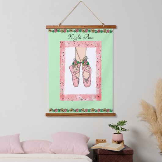 Persoonlijke naam van Ballerina Girl Hangend Wandkleed (Slaapkamer)