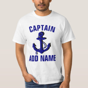 Persoonlijke naam van bootkapitein anker T-shirt