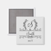 Persoonlijke naam van de familie met monogram magneet (Voorkant / Achterkant)