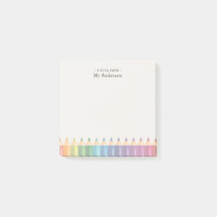 Persoonlijke naam van de leraar Kleurpotloden Post-it® Notes