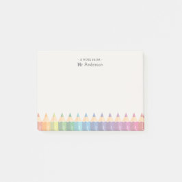 Persoonlijke naam van de leraar Kleurpotloden Post-it® Notes