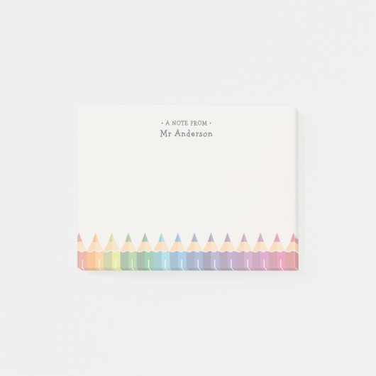 Persoonlijke naam van de leraar Kleurpotloden Post-it® Notes (Voorkant)